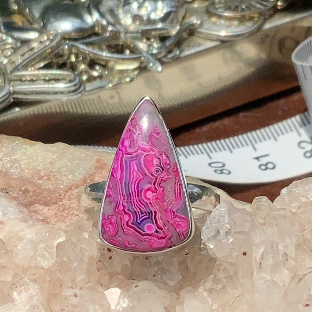 LAGUNA LACE AGATE 925 STERLING SILVER RING, SIZE 7.75
